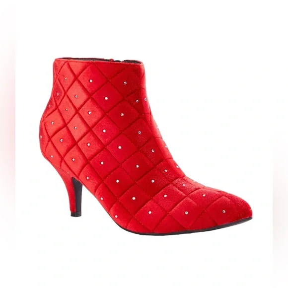 Red Rhinestone Booties - Picture 2 of 7